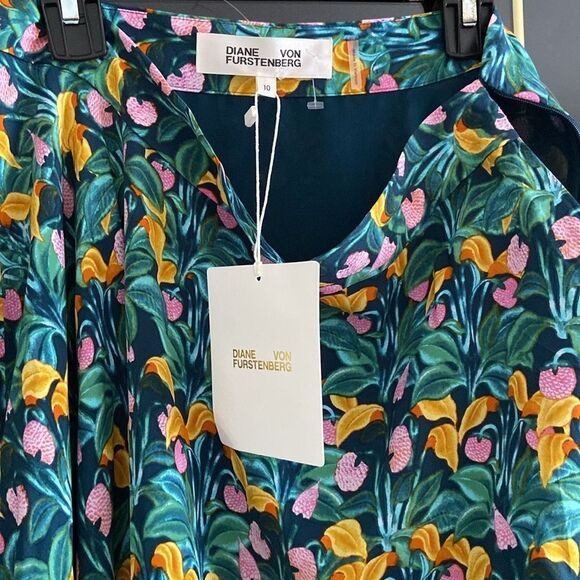 Diane Von Furstenberg Denver Tropical Floral Silky Midi Asymmetrical Hem Skirt - Picture 10 of 16